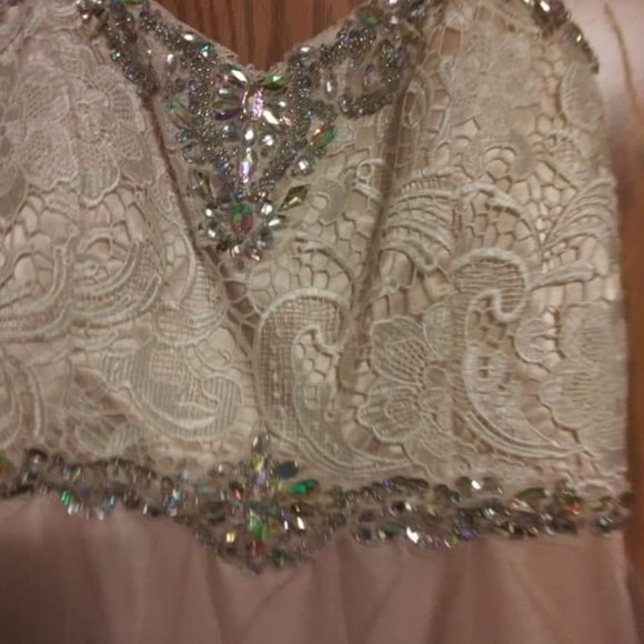 Strapless Champagne Prom Dress - Picture 5 of 6
